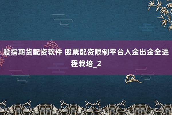 股指期货配资软件 股票配资限制平台入金出金全进程栽培_2