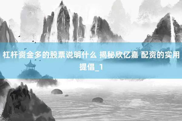 杠杆资金多的股票说明什么 揭秘欣亿嘉 配资的实用提倡_1