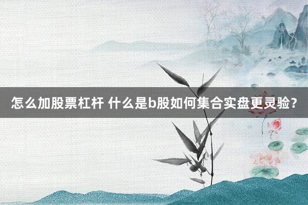 怎么加股票杠杆 什么是b股如何集合实盘更灵验?