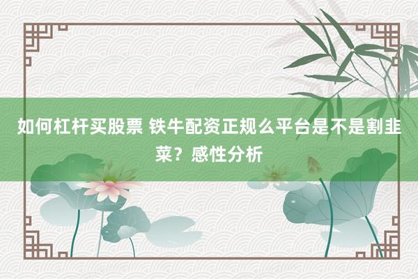 如何杠杆买股票 铁牛配资正规么平台是不是割韭菜？感性分析